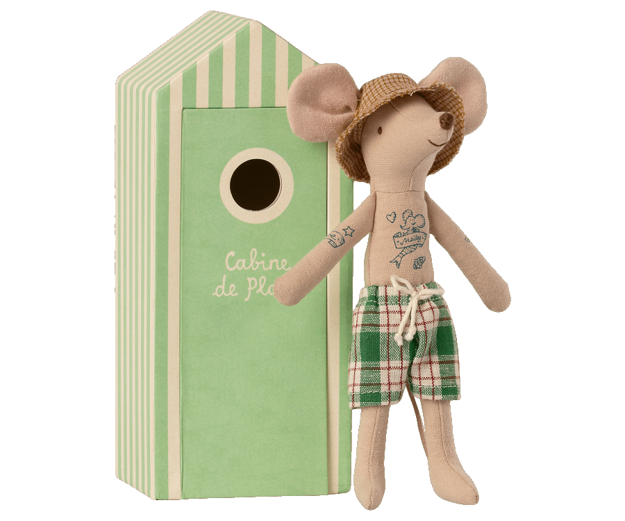 Maileg-Strandmaus, Papa in Cabin de Plage