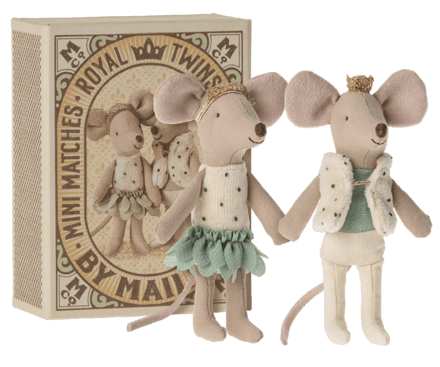 Maileg-Königliche Zwillingsmäuse, Kleine Schwester und Bruder in Box
